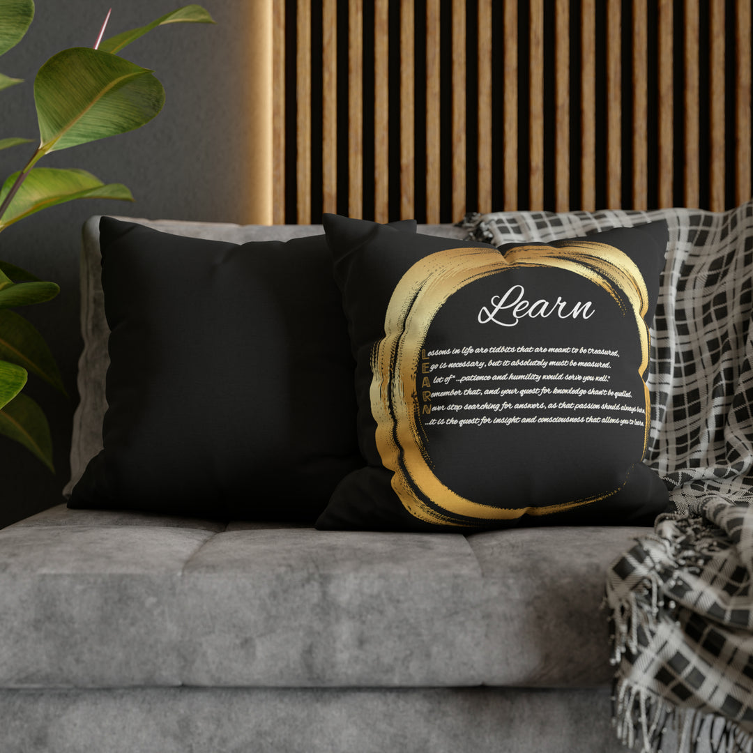 Pillow Case Cover with Acrostic Poem from "Learn, Lead, Believe" Collection Holiday, Spelling Out Learng out "Learn". Christmas Decor or Gift.