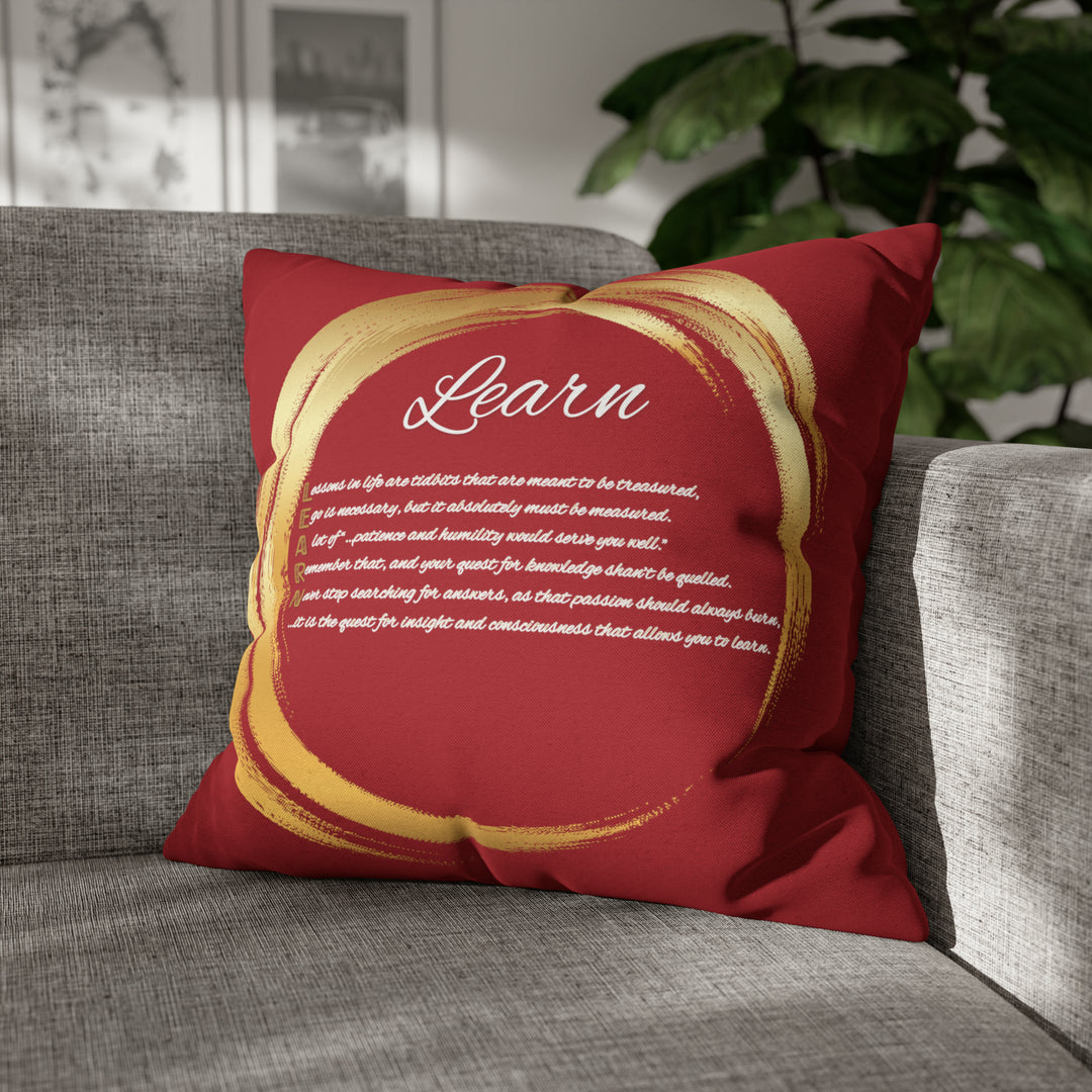 Pillow Case Cover with Acrostic Poem from "Learn, Lead, Believe" Collection Holiday, Spelling Out Learng out "Learn". Christmas Decor or Gift.