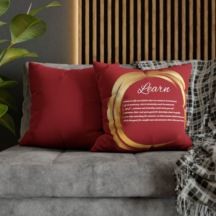 Pillow Case Cover with Acrostic Poem from "Learn, Lead, Believe" Collection Holiday, Spelling Out Learng out "Learn". Christmas Decor or Gift.