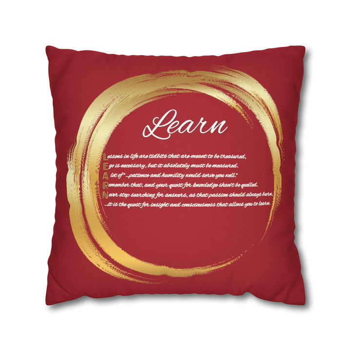 Pillow Case Cover with Acrostic Poem from "Learn, Lead, Believe" Collection Holiday, Spelling Out Learng out "Learn". Christmas Decor or Gift.