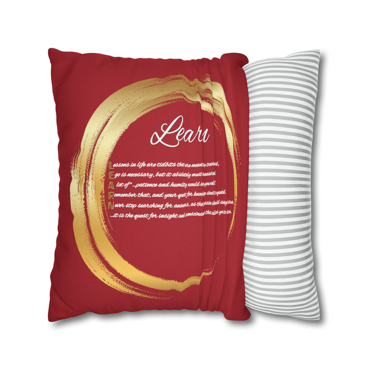 Pillow Case Cover with Acrostic Poem from "Learn, Lead, Believe" Collection Holiday, Spelling Out Learng out "Learn". Christmas Decor or Gift.