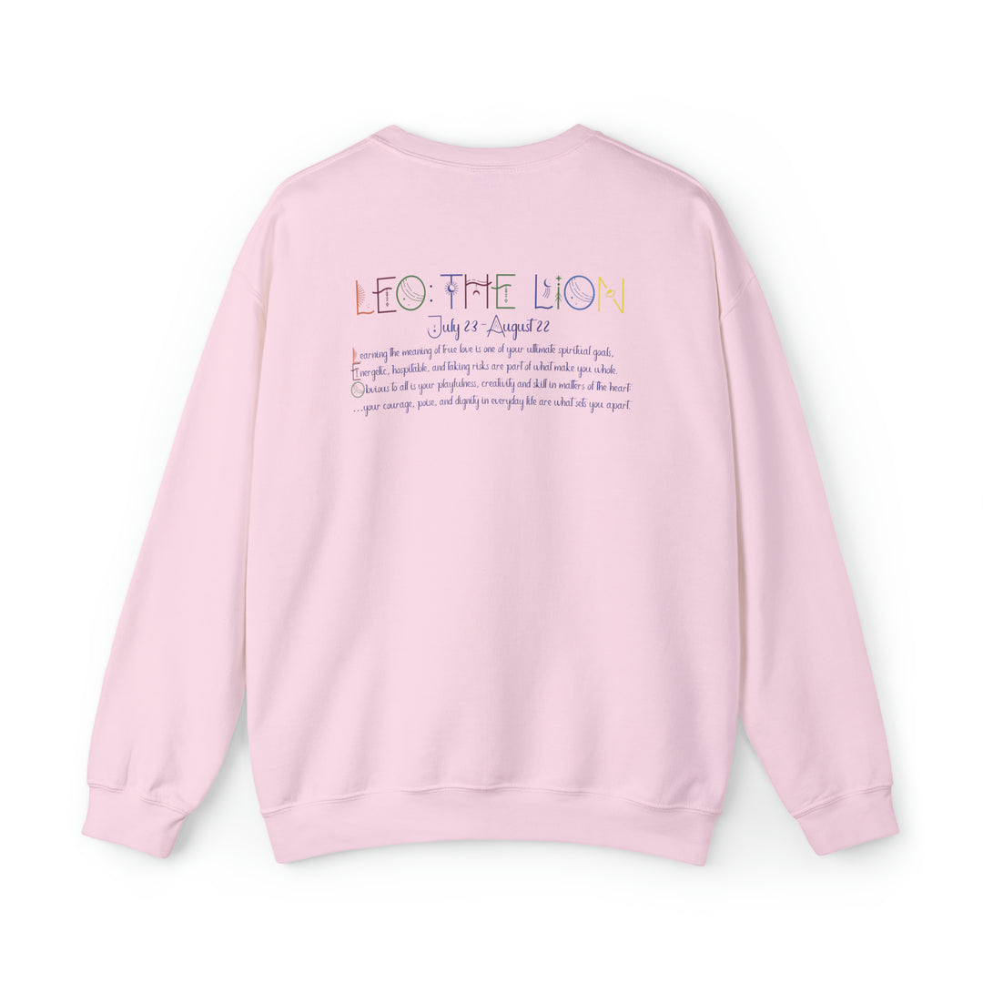 Astrology Sweatshirt with Acrostic Poem Spelling out "Leo"