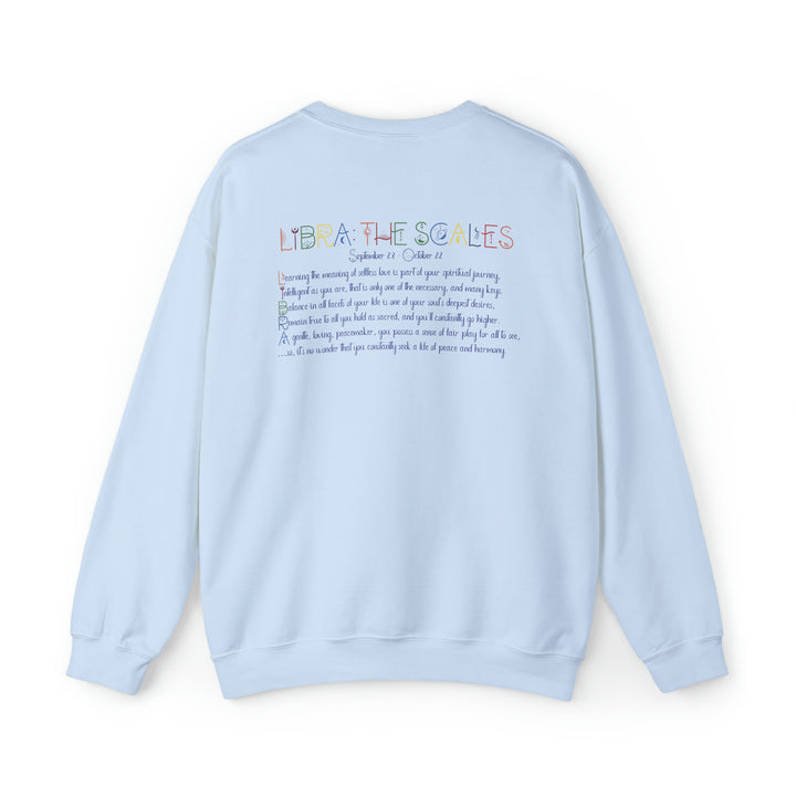 Astrology Sweatshirt with Acrostic Poem Spelling out "Libra"