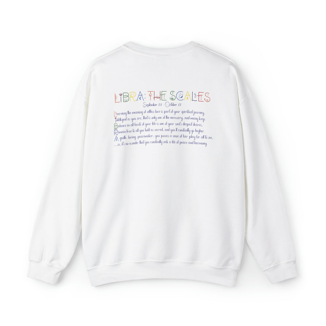 Astrology Sweatshirt with Acrostic Poem Spelling out "Libra"