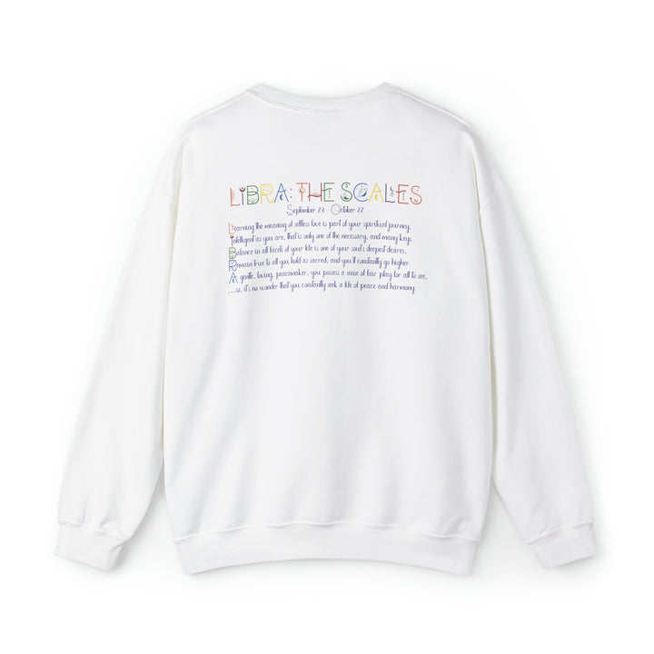 Astrology Sweatshirt with Acrostic Poem Spelling out "Libra"