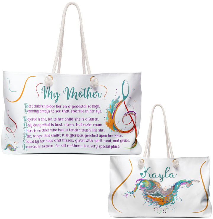 Personalized Tote/Weekender Bag with Acrostic Poem Spelling our "My Mother"