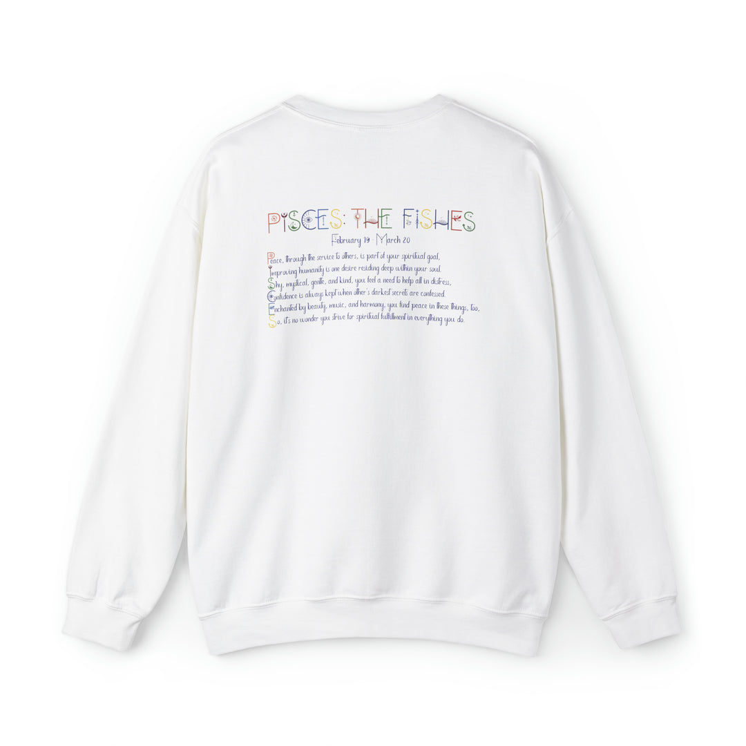 Astrology Sweatshirt with Acrostic Poem Spelling out "Pisces"
