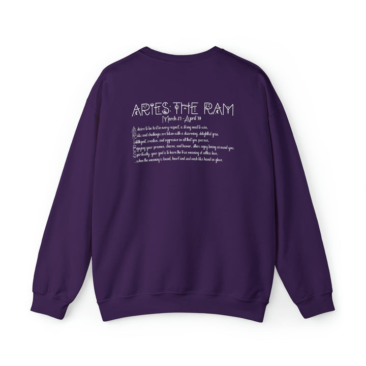 Astrology Sweatshirt with Acrostic Poem Spelling out "Aries"