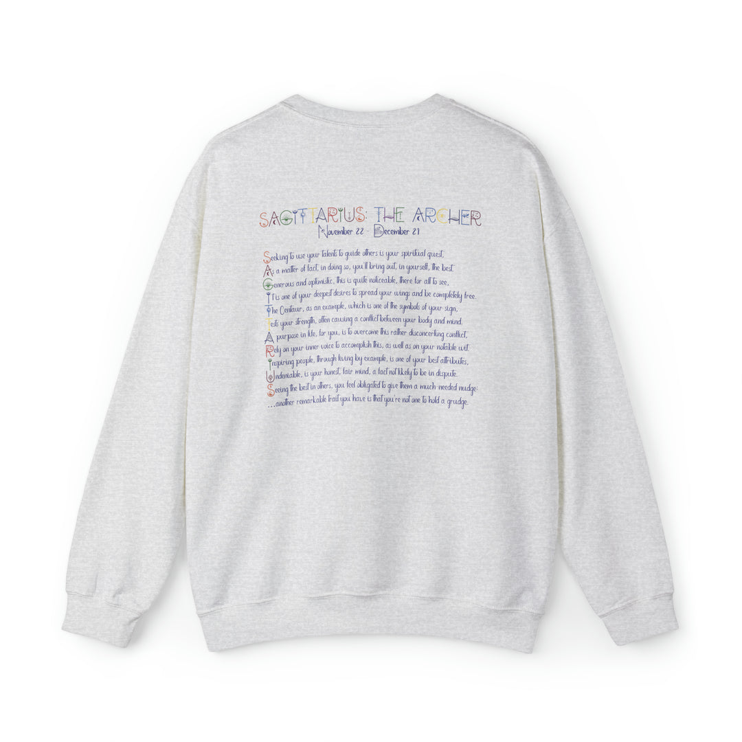 Astrology Sweatshirt with Acrostic Poem Spelling out "Sagittarius"