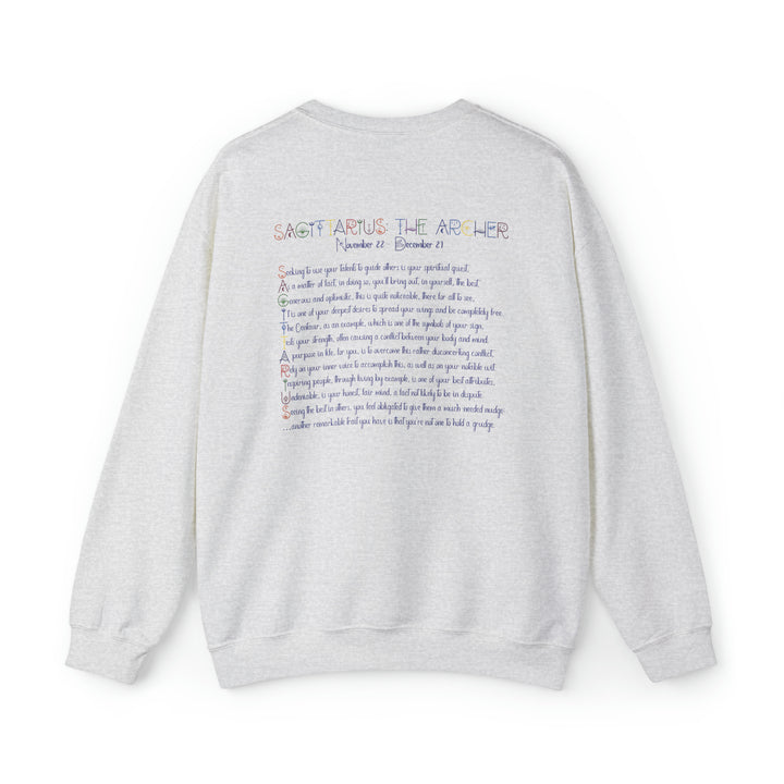 Astrology Sweatshirt with Acrostic Poem Spelling out "Sagittarius"