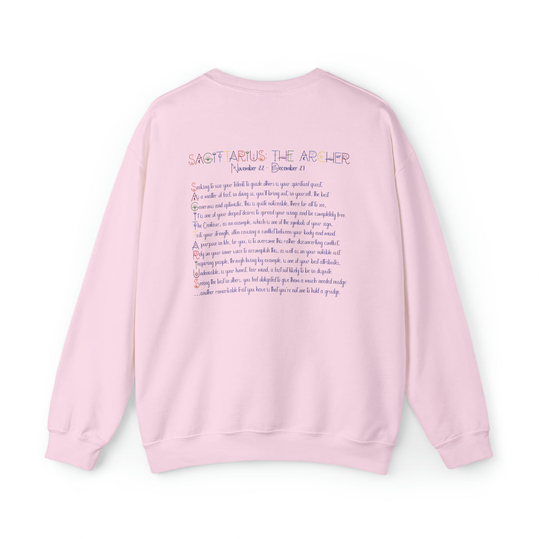 Astrology Sweatshirt with Acrostic Poem Spelling out "Sagittarius"