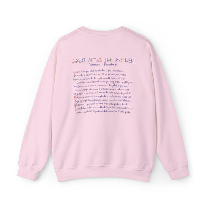 Astrology Sweatshirt with Acrostic Poem Spelling out "Sagittarius"