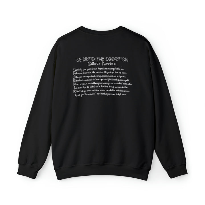 Astrology Sweatshirt with Acrostic Poem Spelling out "Scorpio"