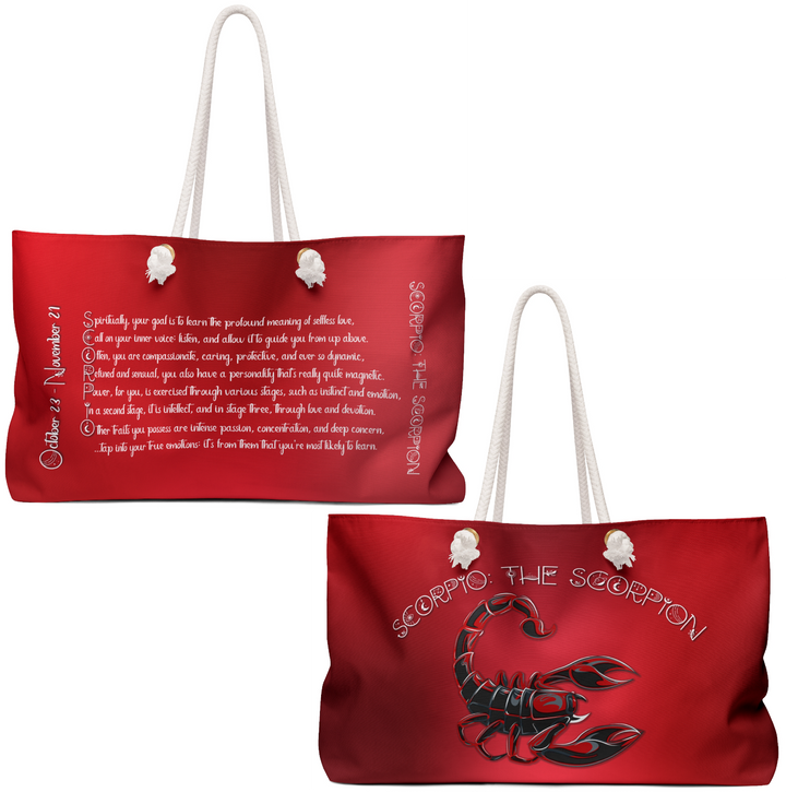 Weekender Bag with Acrostic Poem Spelling out "Scorpio"