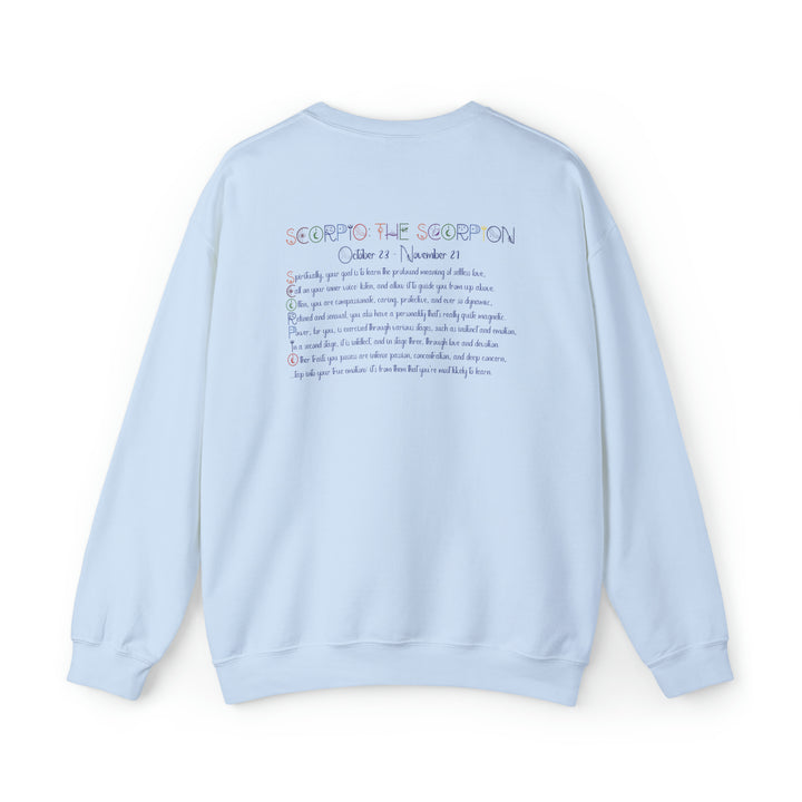 Astrology Sweatshirt with Acrostic Poem Spelling out "Scorpio"