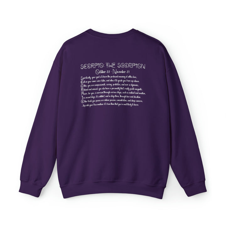 Astrology Sweatshirt with Acrostic Poem Spelling out "Scorpio"