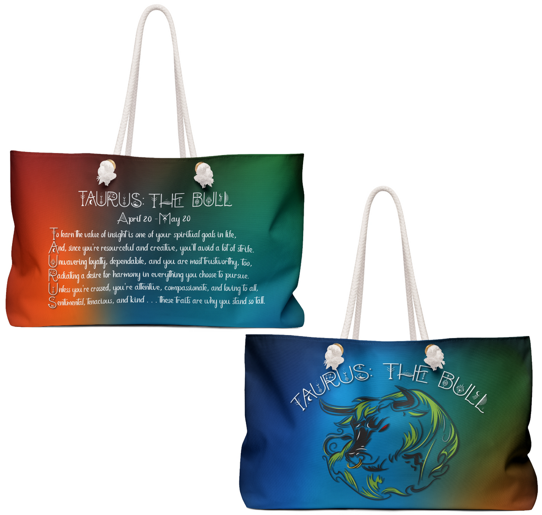 Weekender Bag with Acrostic Poem Spelling out "Taurus"