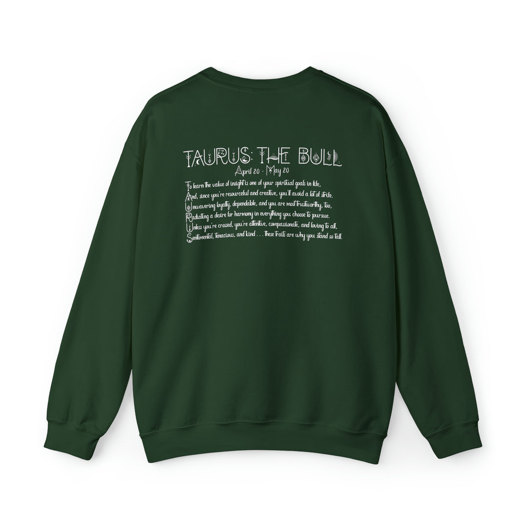 Astrology Sweatshirt with Acrostic Poem Spelling out "Taurus"