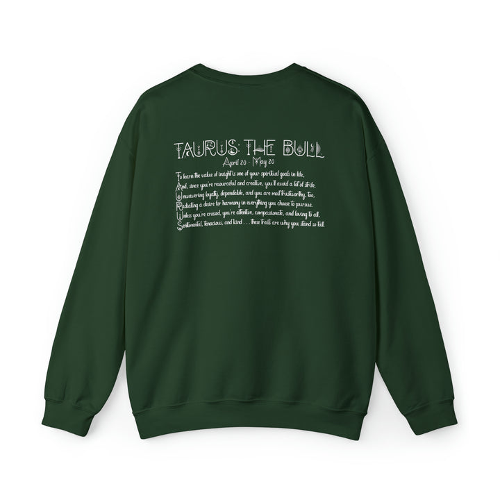 Astrology Sweatshirt with Acrostic Poem Spelling out "Taurus"