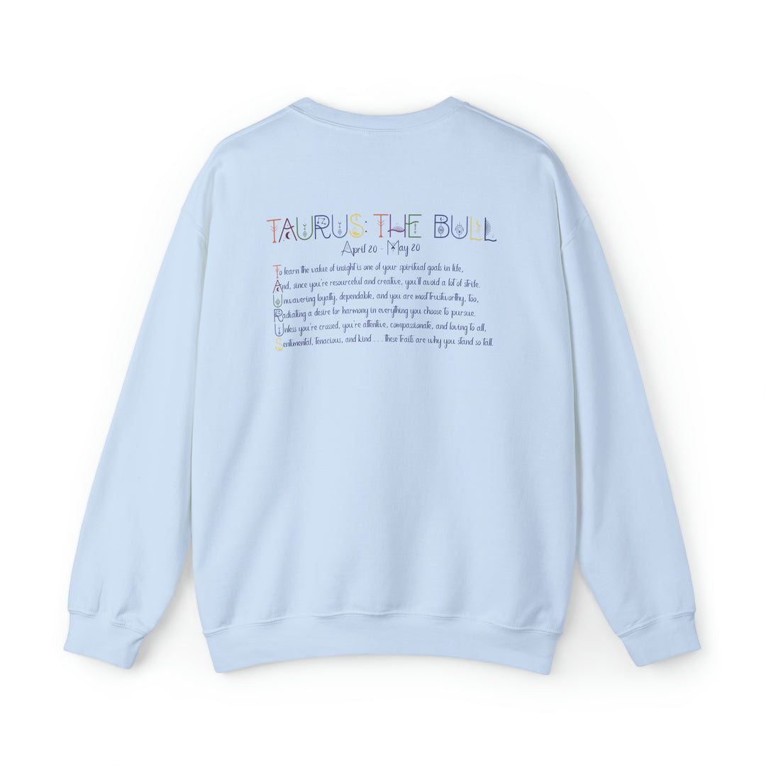 Astrology Sweatshirt with Acrostic Poem Spelling out "Taurus"