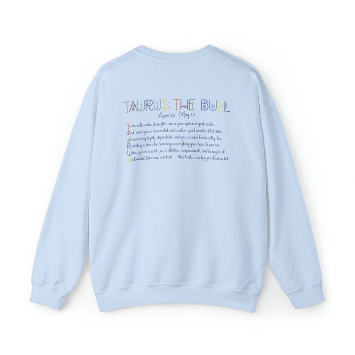 Astrology Sweatshirt with Acrostic Poem Spelling out "Taurus"