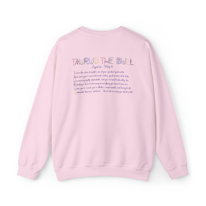 Astrology Sweatshirt with Acrostic Poem Spelling out "Taurus"