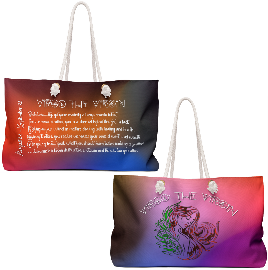 Weekender Bag with Acrostic Poem Spelling out "Virgo"