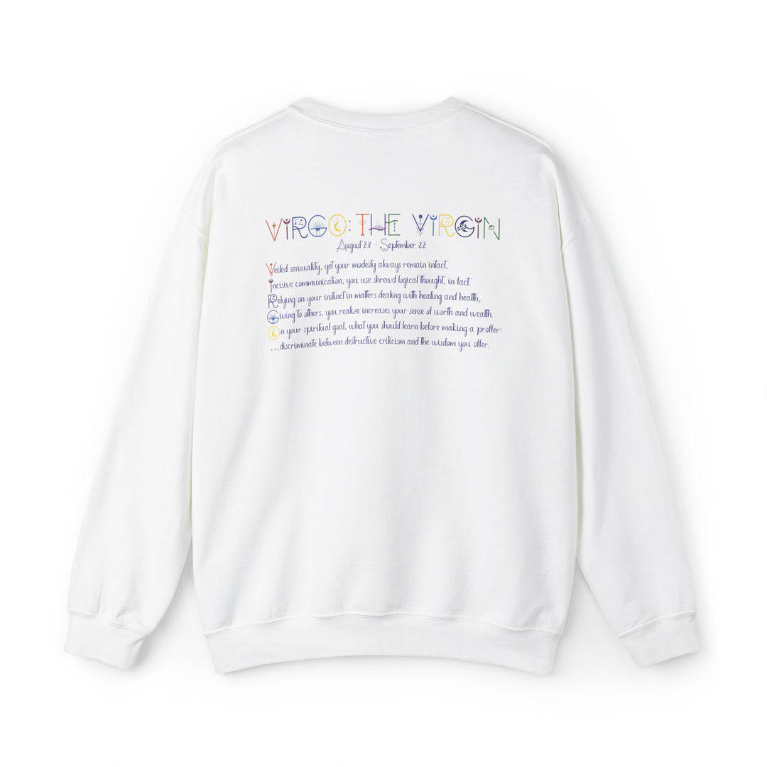 Astrology Sweatshirt with Acrostic Poem Spelling out "Virgo"