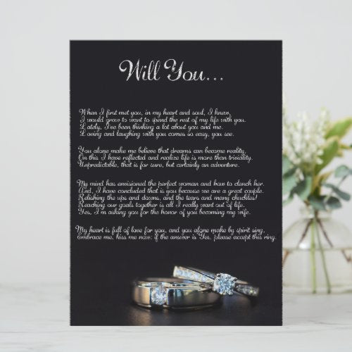 Will You Marry Me Acrostic Poem Greeting Card.