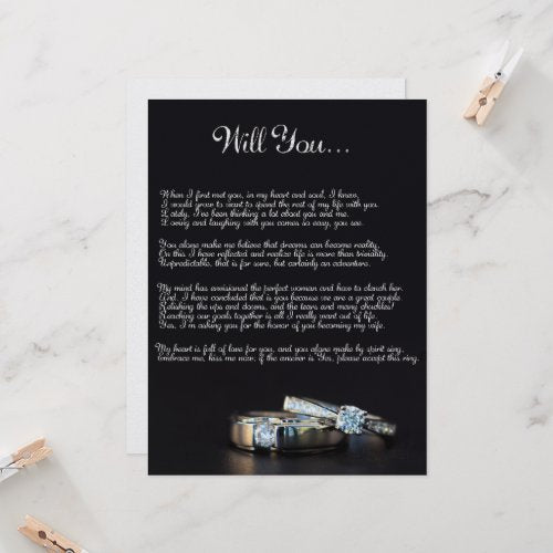 Will You Marry Me Acrostic Poem Greeting Card.