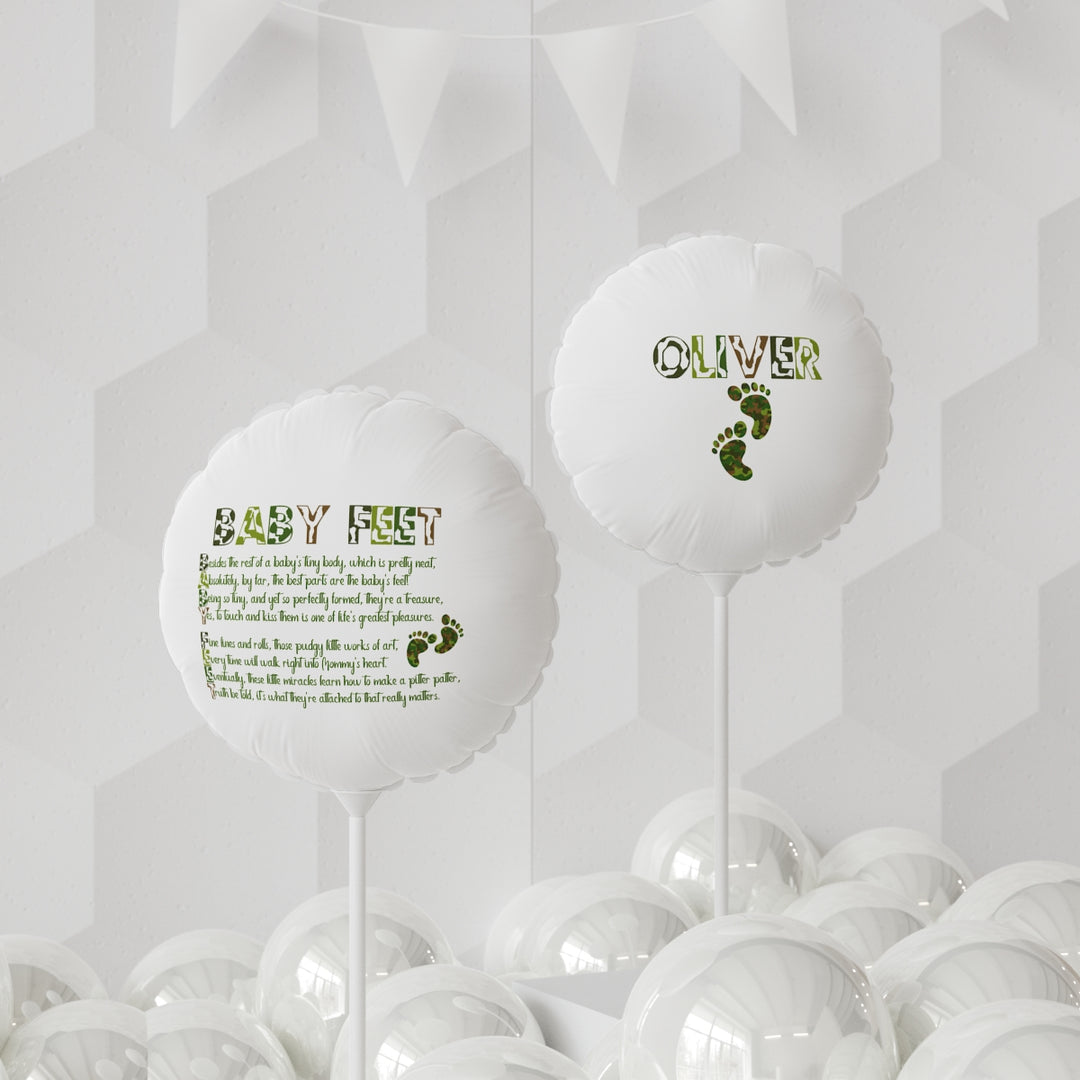 Baby Feet  Acrostic Poem Round 11" Balloon - Camo - Personalized