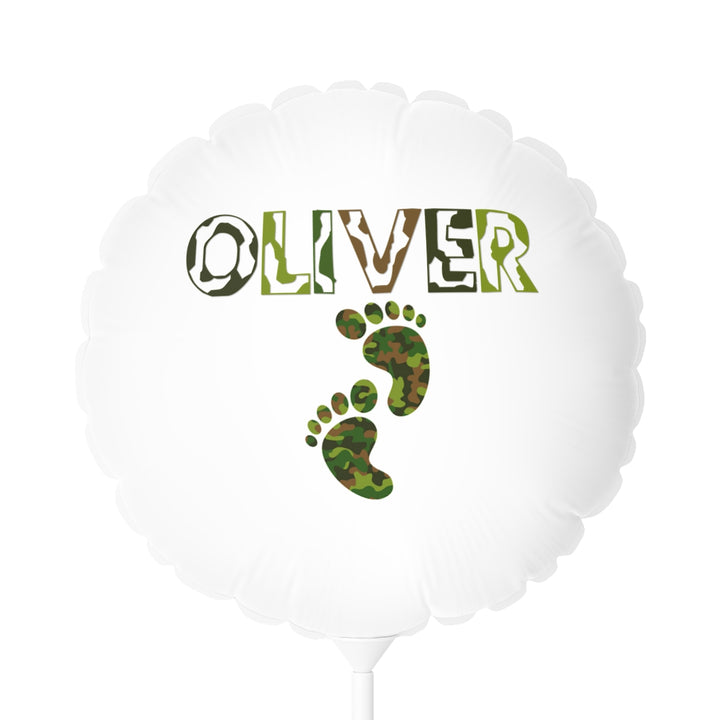 Baby Feet  Acrostic Poem Round 11" Balloon - Camo - Personalized