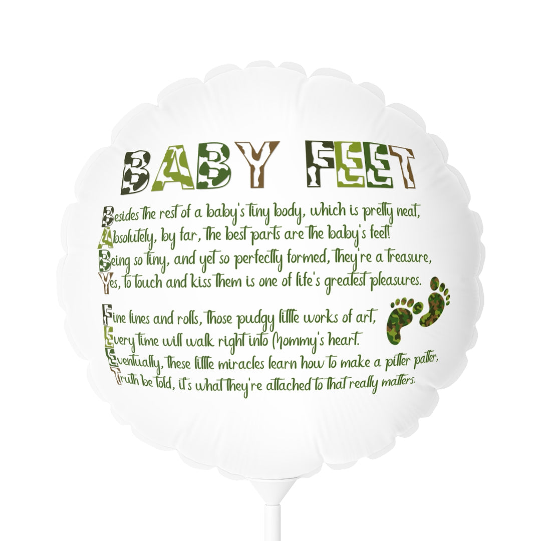 Baby Feet  Acrostic Poem Round 11" Balloon - Camo - Personalized