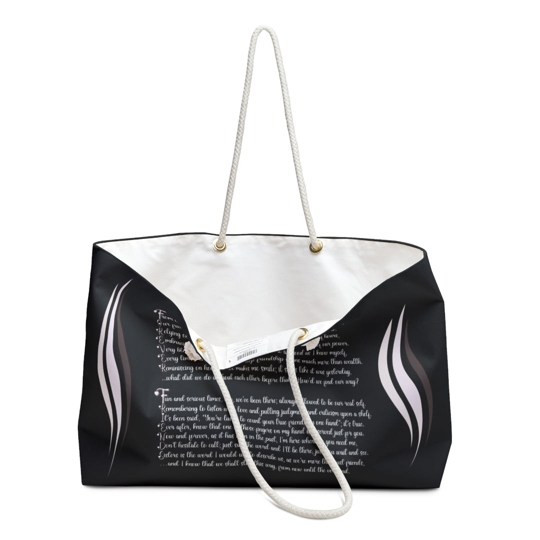 Forever Friends Acrostic Poem Weekender Tote Bag - Black and Pink - Personalized