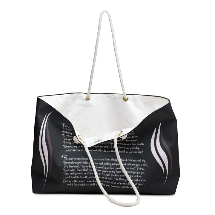 Forever Friends Acrostic Poem Weekender Tote Bag - Black and Pink - Personalized