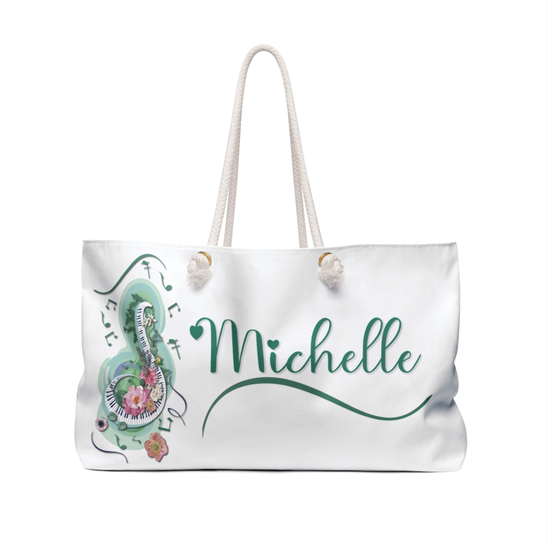 Forever Friends Acrostic Poem Weekender Tote Bag - Musical Notes-Flowers - Personalized