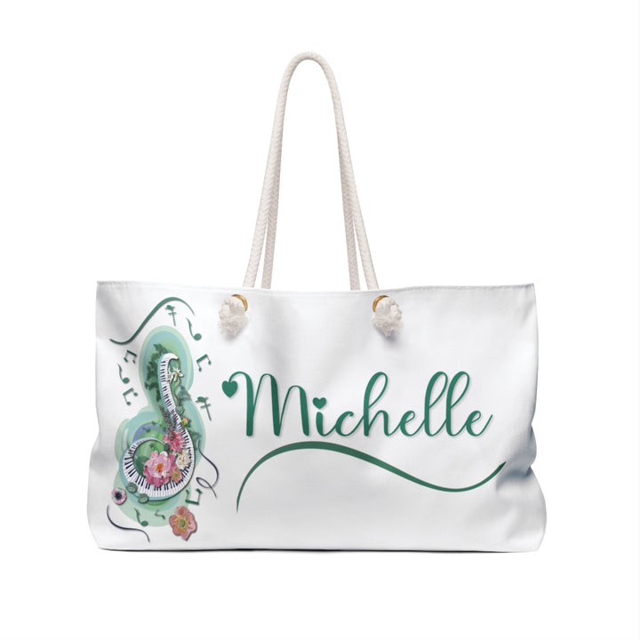 Forever Friends Acrostic Poem Weekender Tote Bag - Musical Notes-Flowers - Personalized