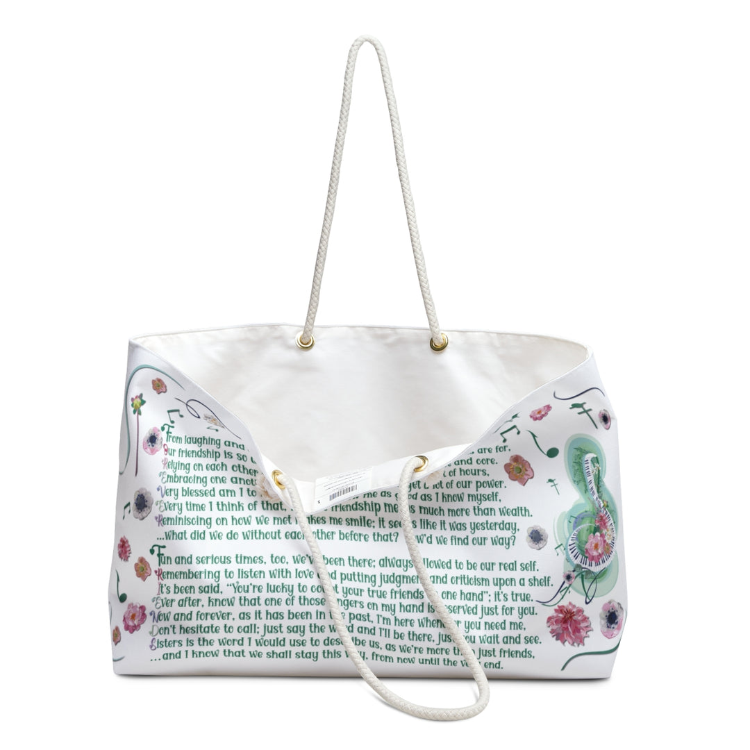 Forever Friends Acrostic Poem Weekender Tote Bag - Musical Notes-Flowers - No Personalization