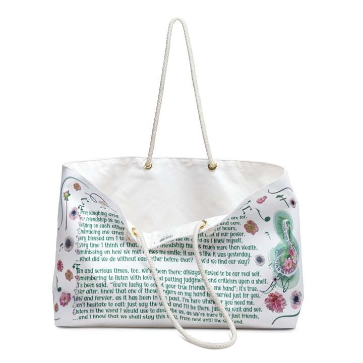 Forever Friends Acrostic Poem Weekender Tote Bag - Musical Notes-Flowers - No Personalization