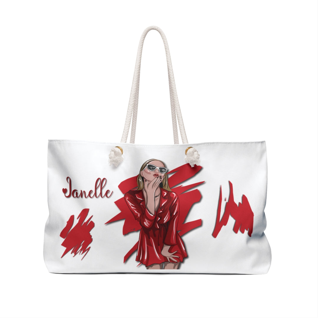 Forever Friends Acrostic Poem Tote Bag - White and Red Weekender - Personalized