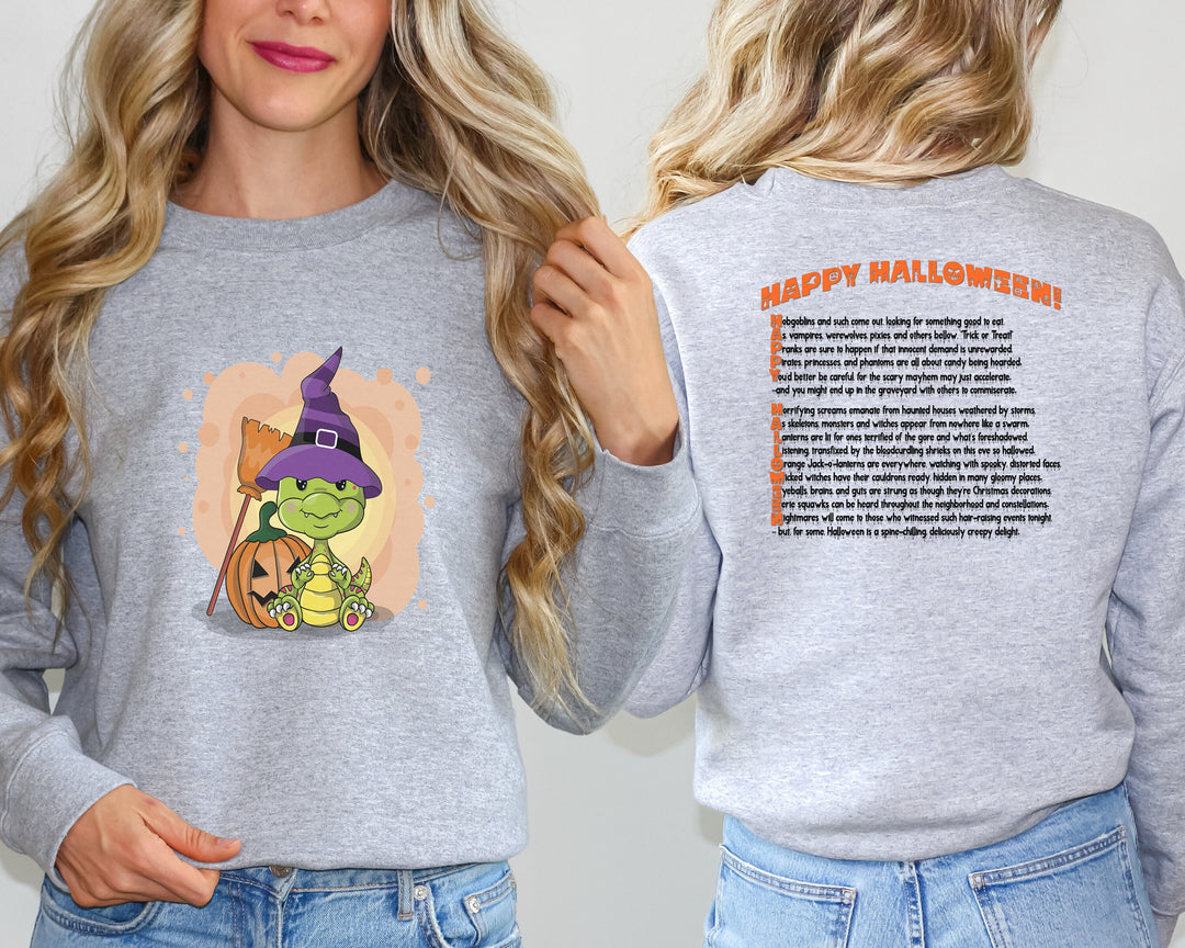 Cute Dragon Happy Halloween, Halloween Sweatshirt, Halloween Dragon, Dragon Sweatshirt, Fall Sweatshirt, Pumpkin Sweater, Acrostic Poem