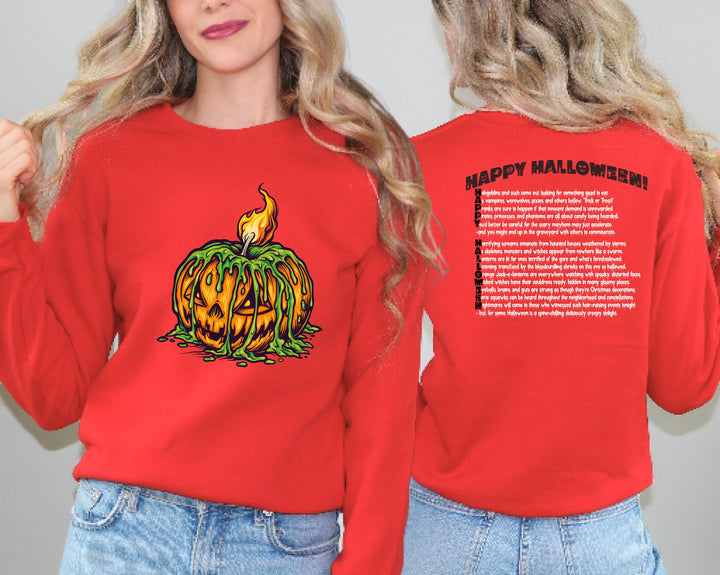 Happy Halloween, Halloween Sweatshirt, Halloween Pumpkin, Creepy Pumpkin Sweatshirt, Fall Sweatshirt, Pumpkin Sweater, Fall, Acrostic Poem
