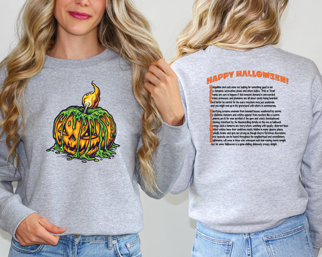 Happy Halloween, Halloween Sweatshirt, Halloween Pumpkin, Creepy Pumpkin Sweatshirt, Fall Sweatshirt, Pumpkin Sweater, Fall, Acrostic Poem