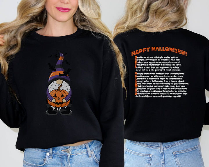 Happy Halloween, Gnome Sweatshirt, Halloween Gnome, Halloween Gnome sweatshirt, Fall Sweatshirt, Gnome Sweater, Fall, Acrostic Poem