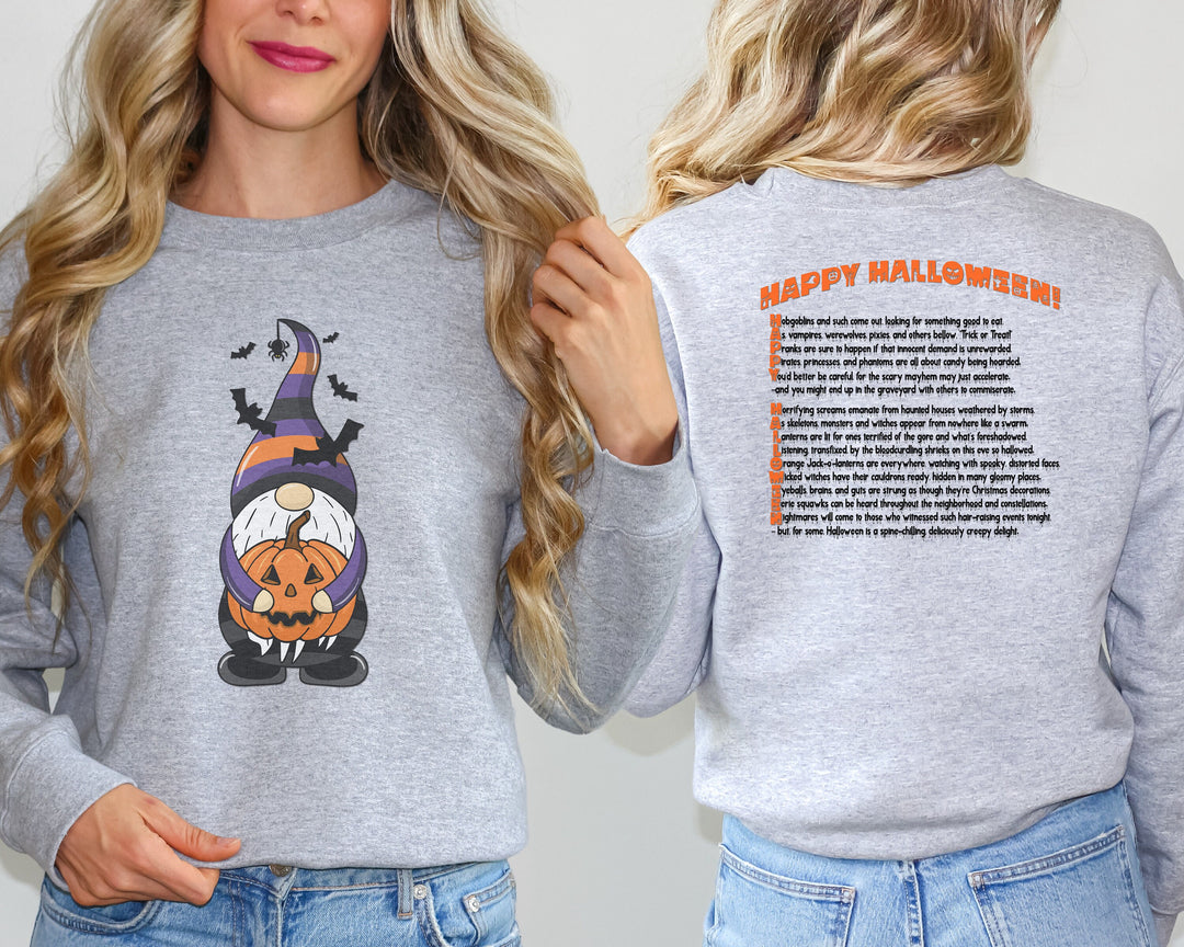 Happy Halloween, Gnome Sweatshirt, Halloween Gnome, Halloween Gnome sweatshirt, Fall Sweatshirt, Gnome Sweater, Fall, Acrostic Poem
