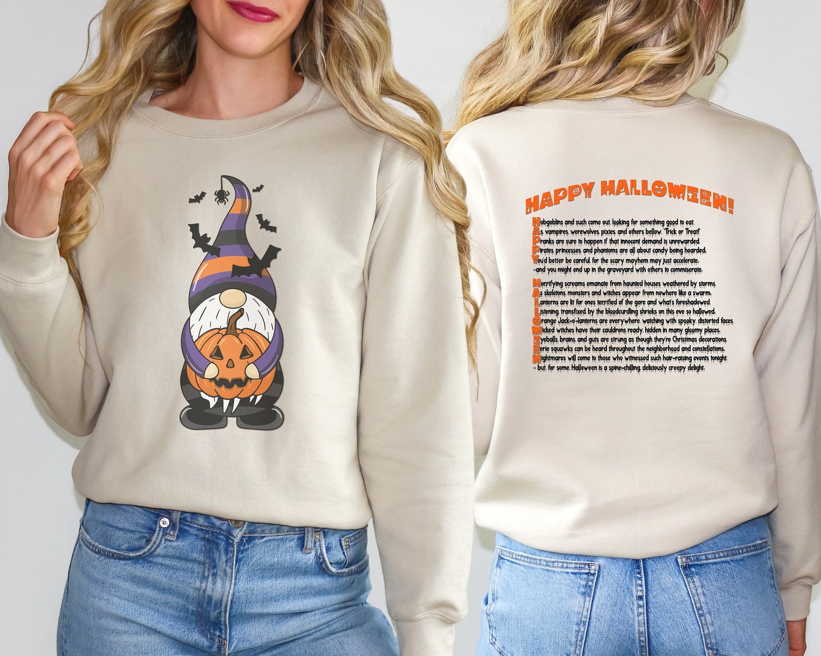Happy Halloween, Gnome Sweatshirt, Halloween Gnome, Halloween Gnome sweatshirt, Fall Sweatshirt, Gnome Sweater, Fall, Acrostic Poem