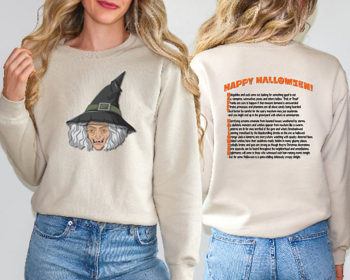 Happy Halloween, Witch, Witch Sweatshirt, Halloween Pumpkin, Creepy Witch Sweatshirt, Fall Sweatshirt, Witch Sweater, Fall, Acrostic Poem