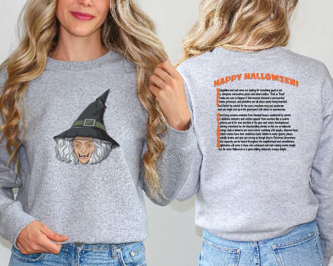 Happy Halloween, Witch, Witch Sweatshirt, Halloween Pumpkin, Creepy Witch Sweatshirt, Fall Sweatshirt, Witch Sweater, Fall, Acrostic Poem