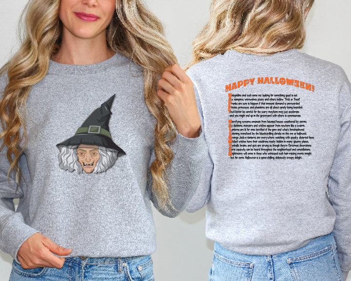 Happy Halloween, Witch, Witch Sweatshirt, Halloween Pumpkin, Creepy Witch Sweatshirt, Fall Sweatshirt, Witch Sweater, Fall, Acrostic Poem