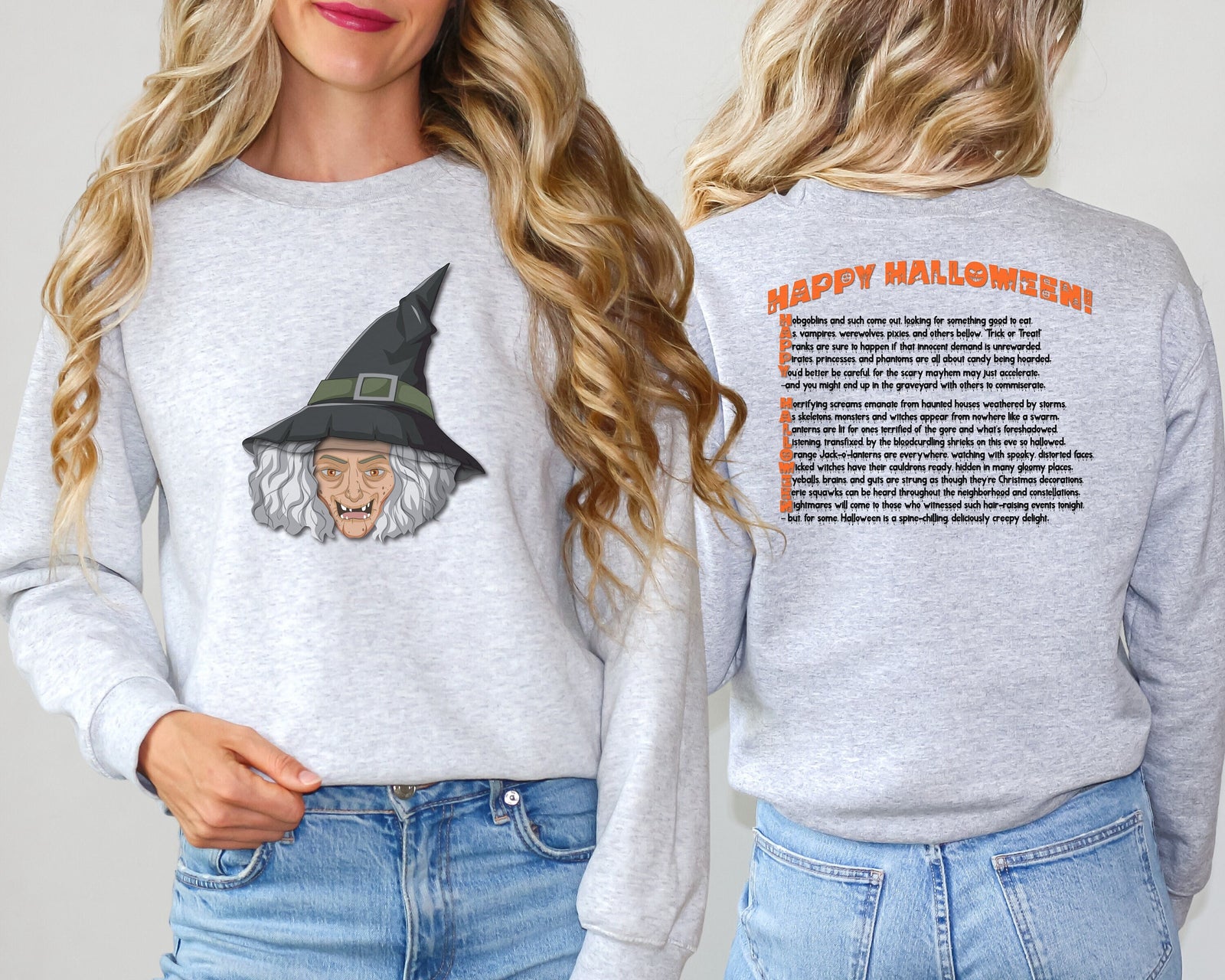 Happy Halloween, Witch, Witch Sweatshirt, Halloween Pumpkin, Creepy Witch Sweatshirt, Fall Sweatshirt, Witch Sweater, Fall, Acrostic Poem